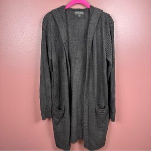 Barefoot Dreams CozyChic Lite chocolate brown hooded cardigan with pockets